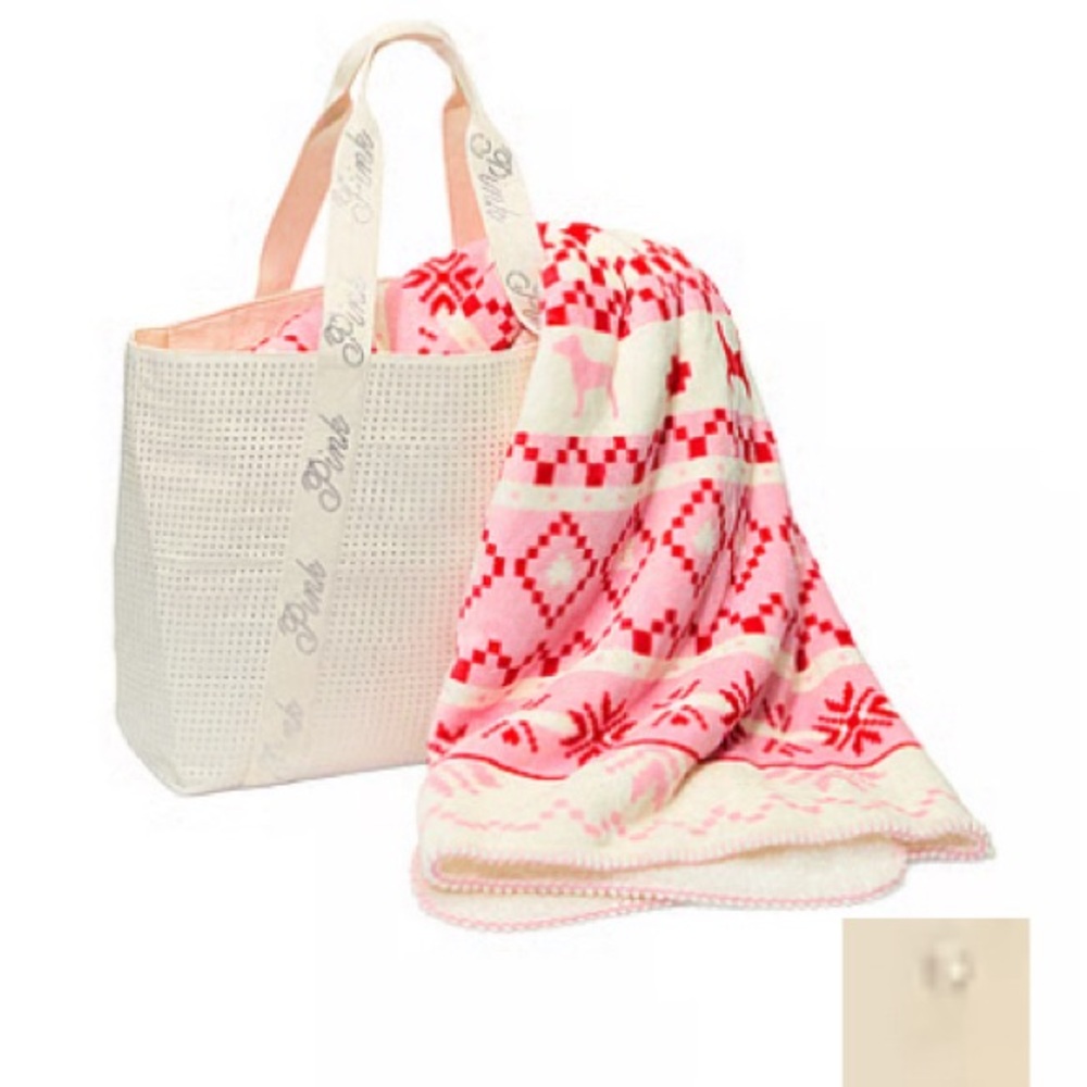 Victoria’s Secret Cozy Plush Blanket and Bling Tote Bag Set